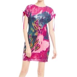 One33 Social sequin fushia pink mini skirt
